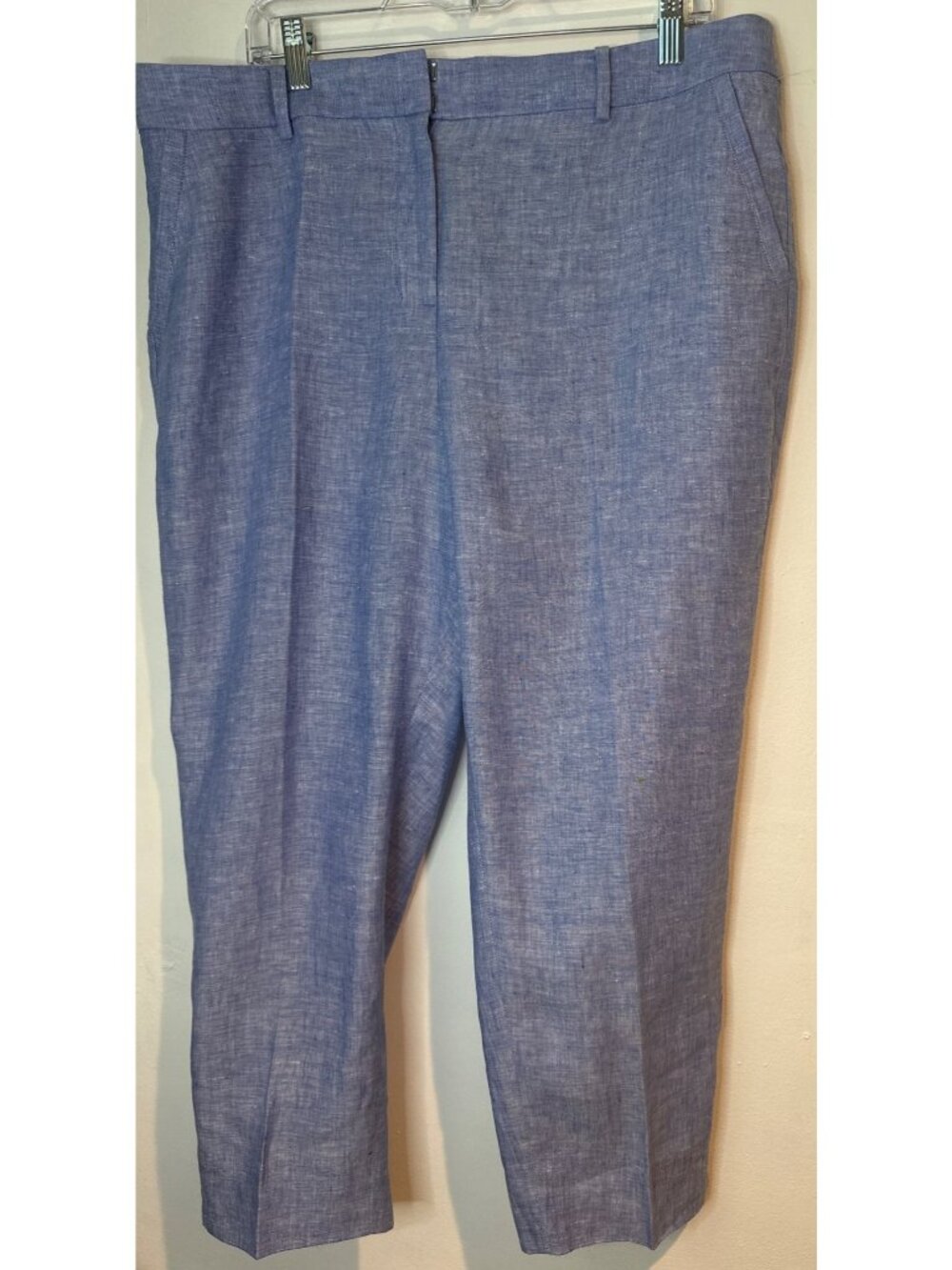 Talbots Women’s 16P Blue 100% Linen Pants Petite Lightweight Trousers